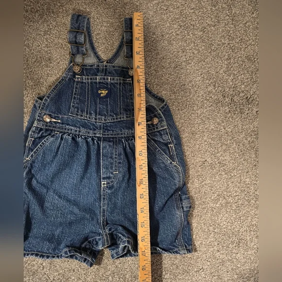 OshKosh B'Gosh Vintage Denim Vestbak Short Overalls Kids Size 12 months - Picture 9 of 10